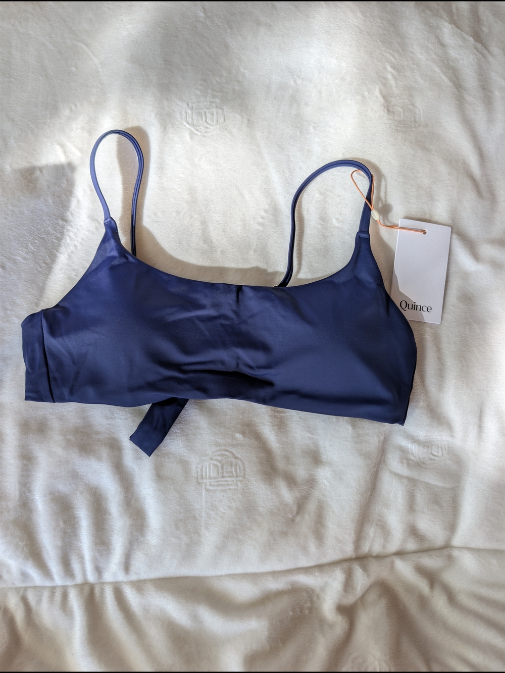 Quince Women's Italian Scoop neck Bikini Swim Top Navy Blue Size Small